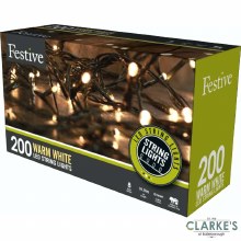200 LED String Christmas Lights - Warm White 19.9 Meter