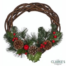 Holly, Berries and Pine cone Christmas Wreath 40cm Holly, Berries and Pine cone Christmas Wreath 40cm