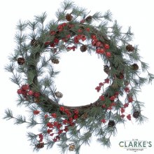 Red Berry and Bristle Christmas Wreath 58cm