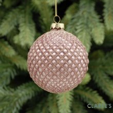 Rose Gold Criss Cross Christmas Tree Bauble