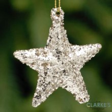 Gold Glitter Star Christmas Tree Ornament 6cm