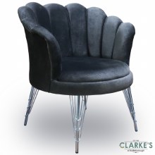 Flora Shell Back Velvet Accent Chair Grey Flora Shell Back Velvet Accent Chair Grey