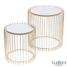 Mirrored Wire Side Tables Gold Set of 2