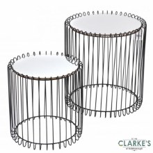 Mirrored Wire Side Tables Black Set of 2