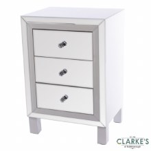 Freya White Mirrored Bedside Locker