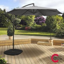 Overhang Garden Parasol 3 Metre Grey