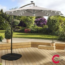 Overhang Garden Parasol with Solar Lights 2.5 Metre Taupe