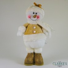 Standing Gold Plush Snowman 35cm