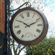 Greenwich Station Wall Clock with Thermometer 15in