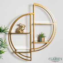 Harriet Mirrored Wall Shelf Gold