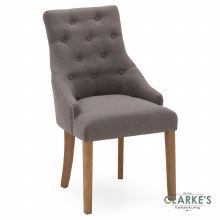 Hobbs Grey Linen Dining Chair, Natural Legs