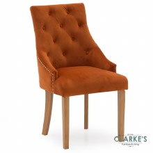 Hobbs Pumpkin Velvet Dining Chair, Natural Legs