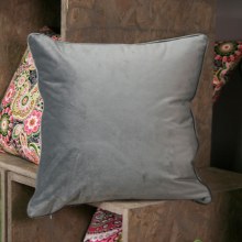 Velvet Grey Piped Cushion