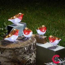 InLit Ice Robins Christmas Decoration Set of 5