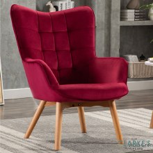 Kayla Velvet Accent Chair Viola Crimson