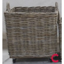 Kubu Large Square Log Basket with Wheels