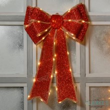 LED In-Lit Red Christmas Bow Decoration Battery Operated 40 x 60cm LED In-Lit Red Christmas Bow Decoration Battery Operated 40 x 60cm