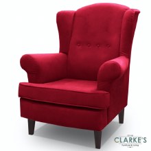 Lund Wingback Armchair Red Velvet