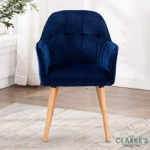 Manhattan blue velvet accent chair