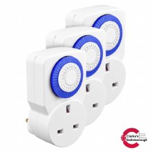 Masterplug 24 Hour Mechanical Timers 3 Pack