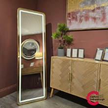 Modena LED Cheval Mirror Gold 160cm