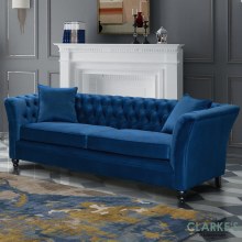 Mosella 3 Seater Velvet Sofa Royal Blue