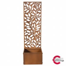 Metal Planter with Patina Leaves Design Screen