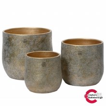 Pots with Gold Crackling Set of 3 Pots with Gold Crackling Set of 3