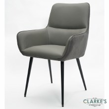 Rebecca Leather Dining Chair Grey