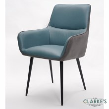 Rebecca Leather Dining Chair Lagoon Blue