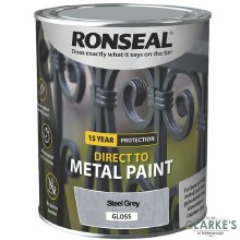 Ronseal Direct To Metal Paint Steel Grey Gloss 250ml