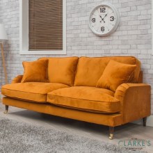 Rupert 3 Seater Velvet Sofa Orange