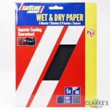 Safeline Wet and Dry Sanding Paper Sheets Grit 60 Coarse | Pack of 5