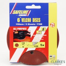 Safeline Orbital Sander 6" Sanding Discs 120 Fine | Pack of 5