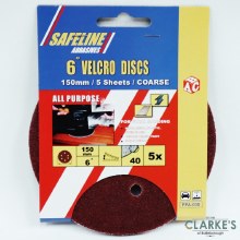 Safeline Orbital Sander 6" Sanding Discs 40 Coarse | Pack of 5