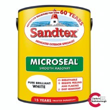 Sandtex Microseal Smooth Masonry Paint Brilliant White 5 Litre Sandtex Microseal Smooth Masonry Paint Brilliant White 5 Litre