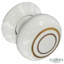 Securit Ceramic Door Knob Set White/Gold