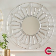 Silver Metal Cane Round Wall Mirror Silver Metal Cane Round Wall Mirror