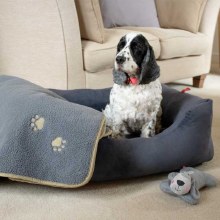 Velour Charcoal Grey Square Dog Bed Extra Large