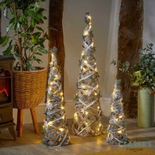 Snow Tree LED Lit Christmas Decoration Set Of 3