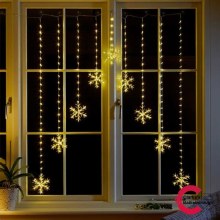 Snowflake Curtain Christmas Lights Warm White