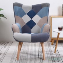 Taylor Velvet Accent Chair Patchwork Blue