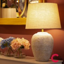 Tiana Ceramic Table Lamp Ridged 43cm