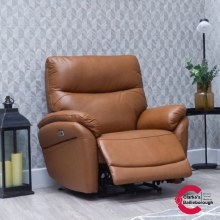 Torino Half Leather Power Recliner Sofa Saddle