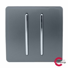 Trendi Switch 2 Gang Gloss Warm Grey Rocker Switch