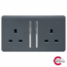 Trendi Switch 2 Gang Warm Grey Wall Socket