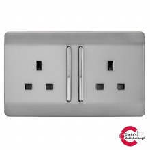 Trendi Switch 2 Gang Stainless Steel Wall Socket