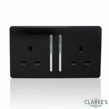 Trendi Switch 2 Gang Gloss Black Wall Socket