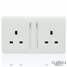 Trendi Switch 2 Gang Gloss White Wall Socket