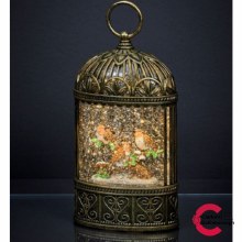 Water Spinner With Warm White LED - Robin Scene 24cm